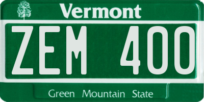 VT license plate ZEM400