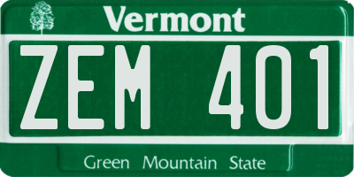 VT license plate ZEM401