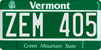 VT license plate ZEM405