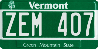 VT license plate ZEM407