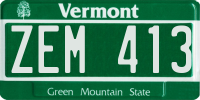 VT license plate ZEM413