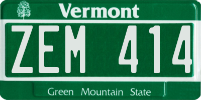 VT license plate ZEM414