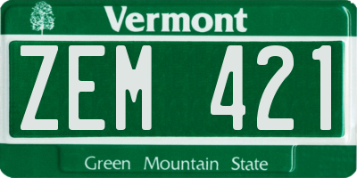 VT license plate ZEM421