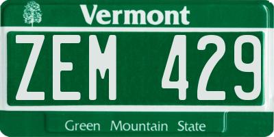 VT license plate ZEM429