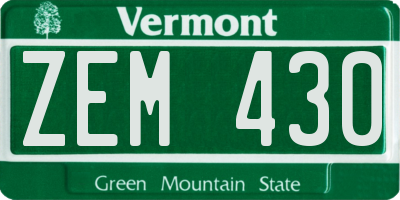 VT license plate ZEM430