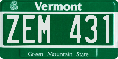 VT license plate ZEM431