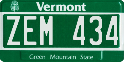 VT license plate ZEM434