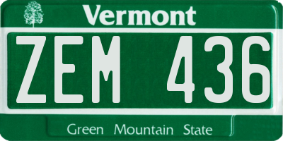 VT license plate ZEM436
