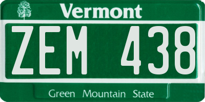 VT license plate ZEM438