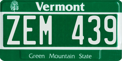 VT license plate ZEM439