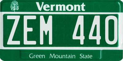 VT license plate ZEM440