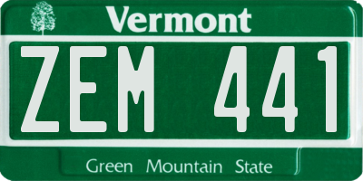 VT license plate ZEM441