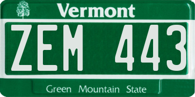 VT license plate ZEM443