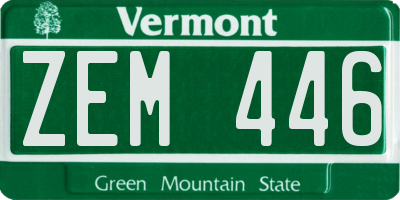 VT license plate ZEM446