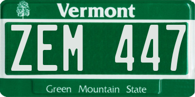 VT license plate ZEM447