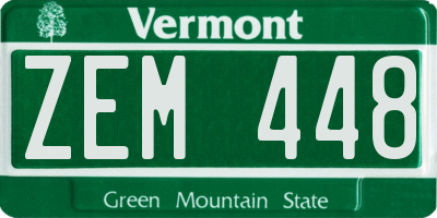 VT license plate ZEM448