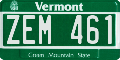 VT license plate ZEM461