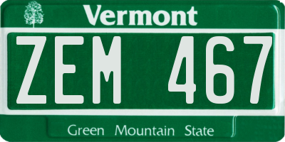 VT license plate ZEM467