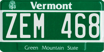 VT license plate ZEM468