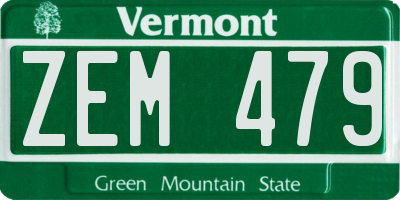 VT license plate ZEM479