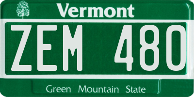 VT license plate ZEM480