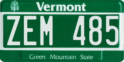VT license plate ZEM485