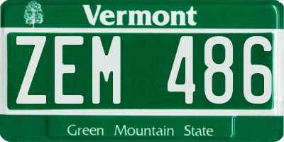 VT license plate ZEM486