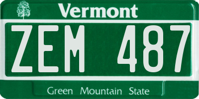 VT license plate ZEM487