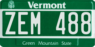 VT license plate ZEM488