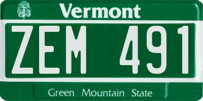 VT license plate ZEM491