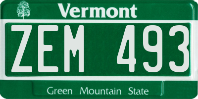 VT license plate ZEM493