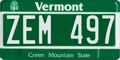 VT license plate ZEM497