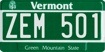 VT license plate ZEM501