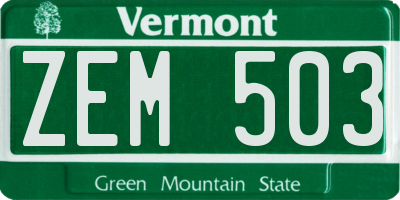 VT license plate ZEM503