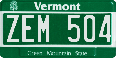 VT license plate ZEM504