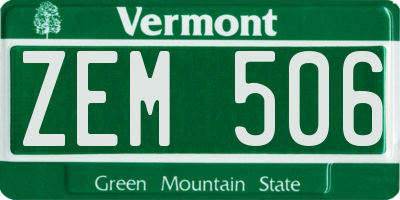 VT license plate ZEM506