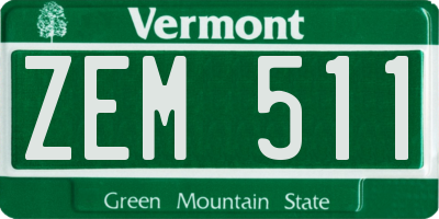 VT license plate ZEM511