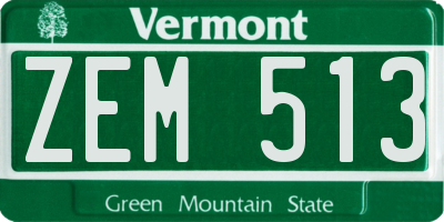 VT license plate ZEM513