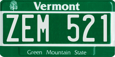 VT license plate ZEM521