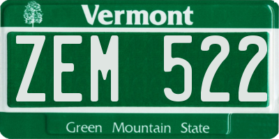 VT license plate ZEM522