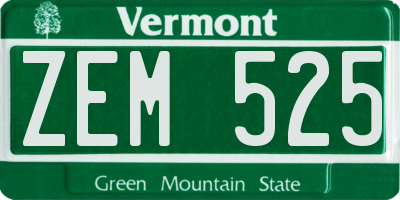 VT license plate ZEM525