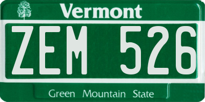 VT license plate ZEM526