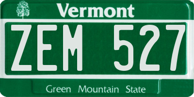 VT license plate ZEM527