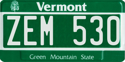 VT license plate ZEM530