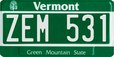 VT license plate ZEM531