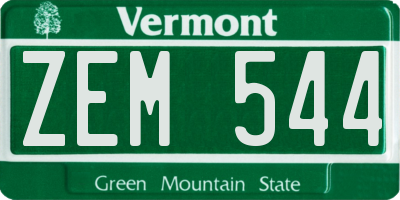 VT license plate ZEM544