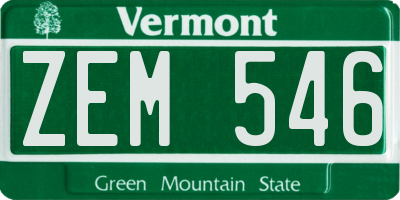 VT license plate ZEM546