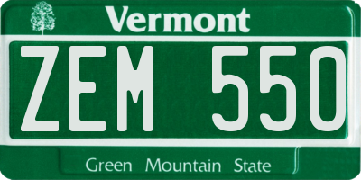VT license plate ZEM550