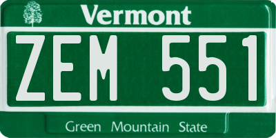 VT license plate ZEM551