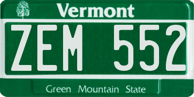 VT license plate ZEM552